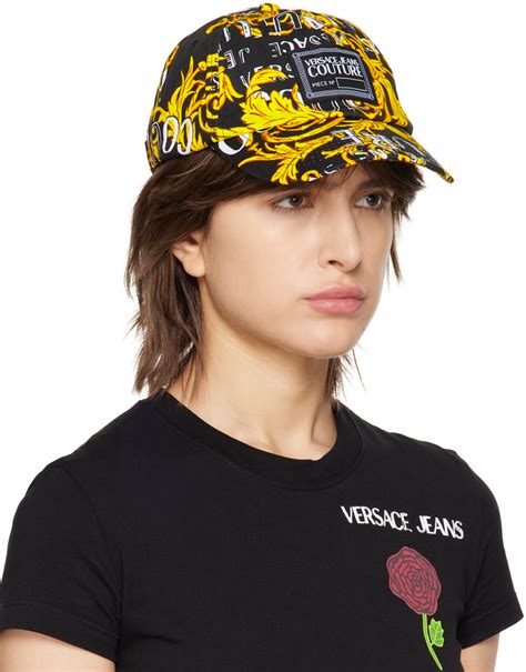 cap versace jeans couture|Black Embroidered Cap by Versace Jeans Couture on Sale.